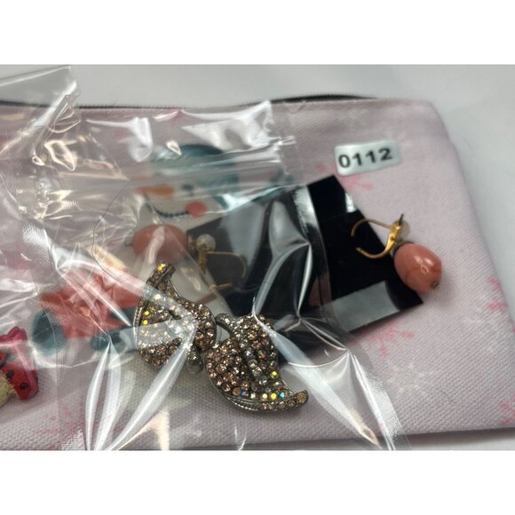 Aldo Rhinestone Heart Earrings Snowman Brooch Pink Bead Drop Earrings & Snowman - Picture 5 of 5